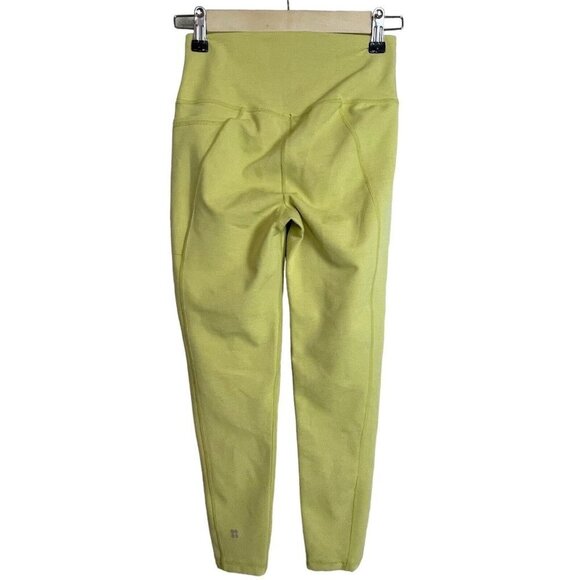 Sweaty Betty Super Sculpt 7/8 Length Leggings Size S Chartruese Yellow Pocket - Picture 4 of 8